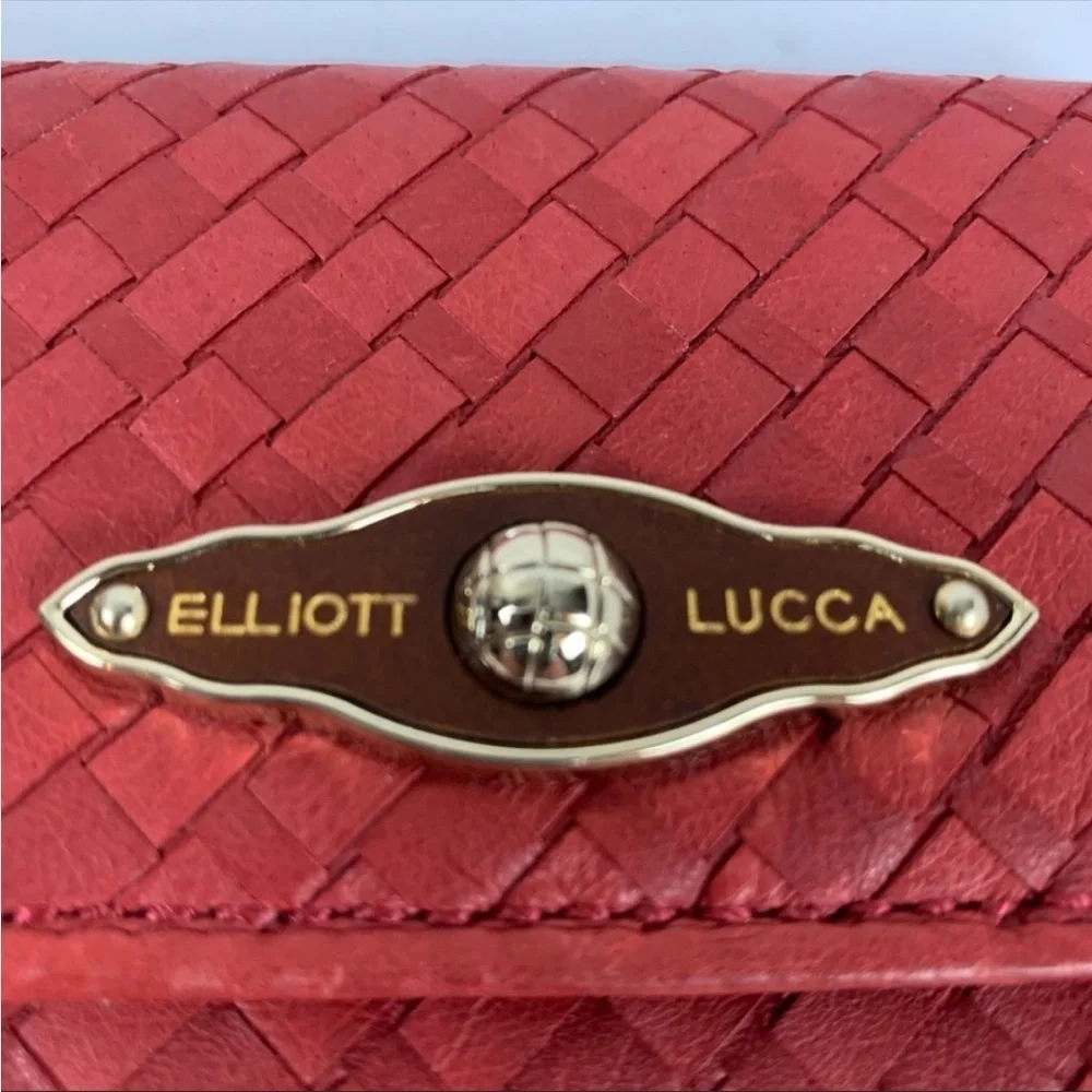Elliott Luca Red Woven Leather Gold Accents